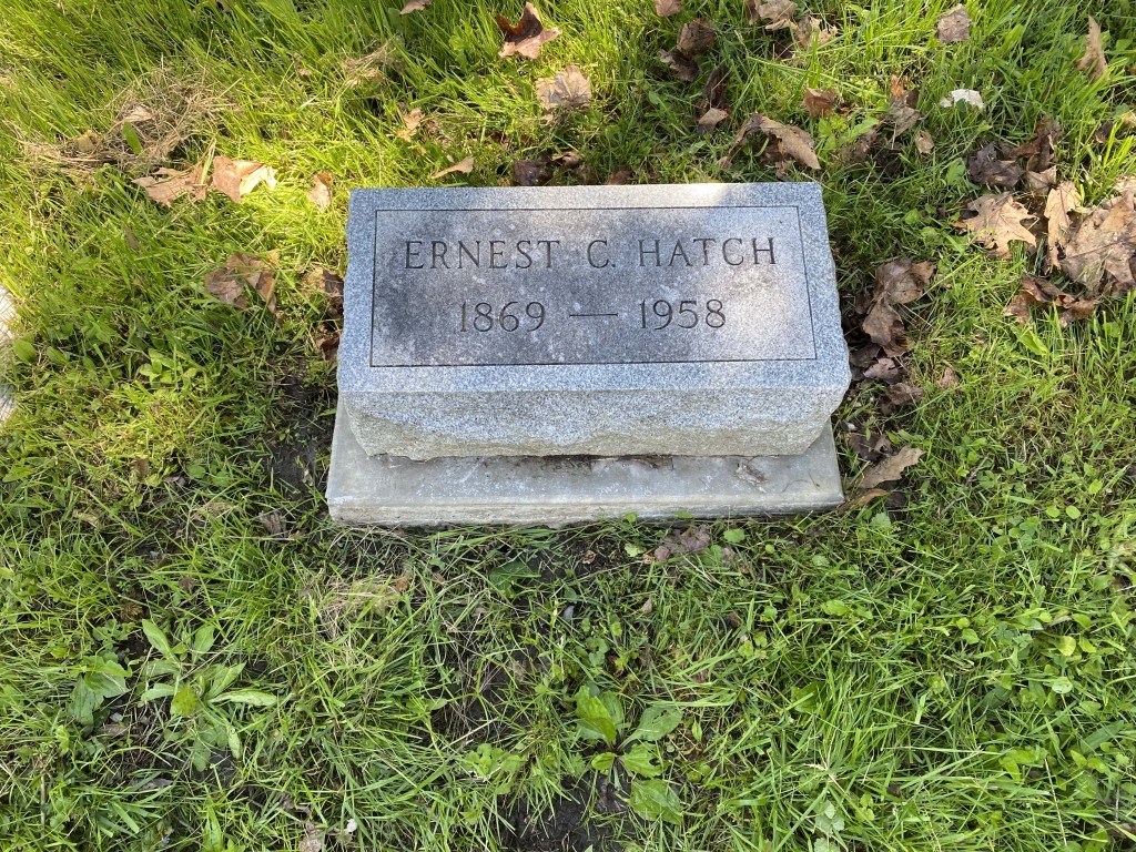 Ernest Hatch (1869-1958) headstone, Seneca Union Cemetery, Valois, NY