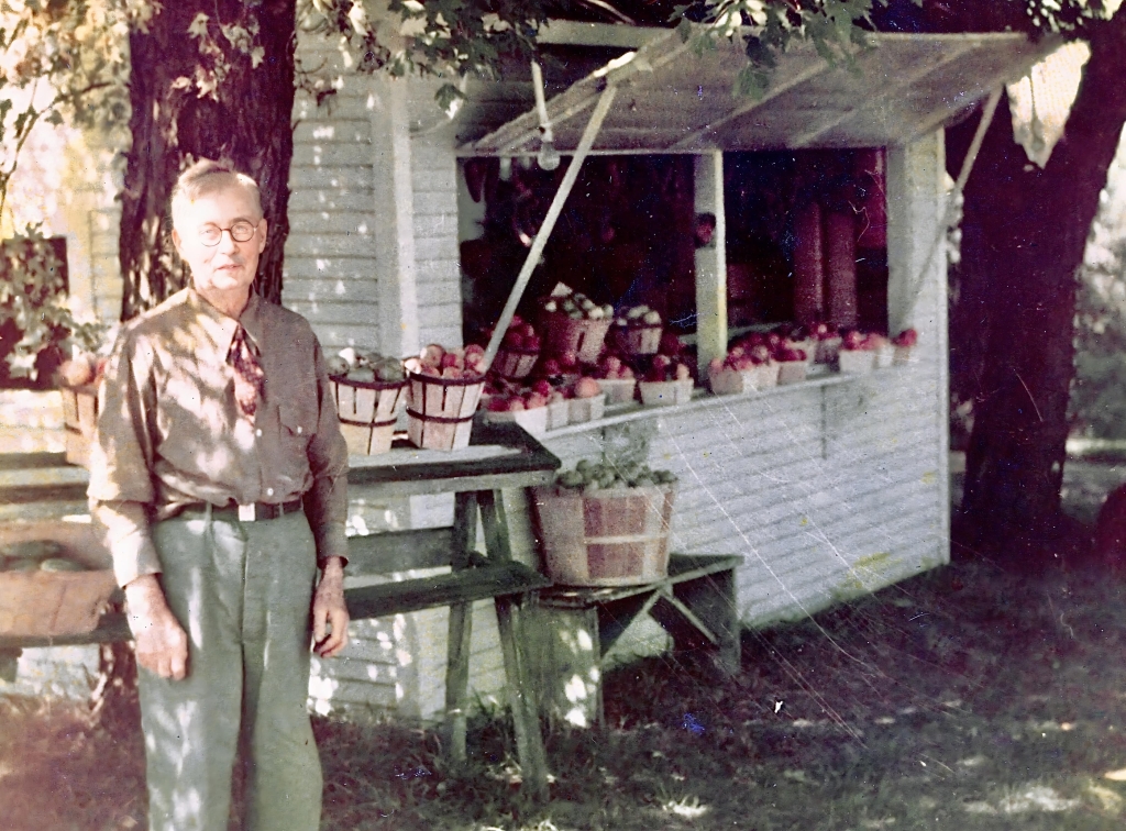 Ernest Hatch at Sagamore Farm fruit stand in Valois, NY. Gannett newspapers recognized him with starting one of first fruit and vegetable roadside stands on the east side of Seneca Lake.