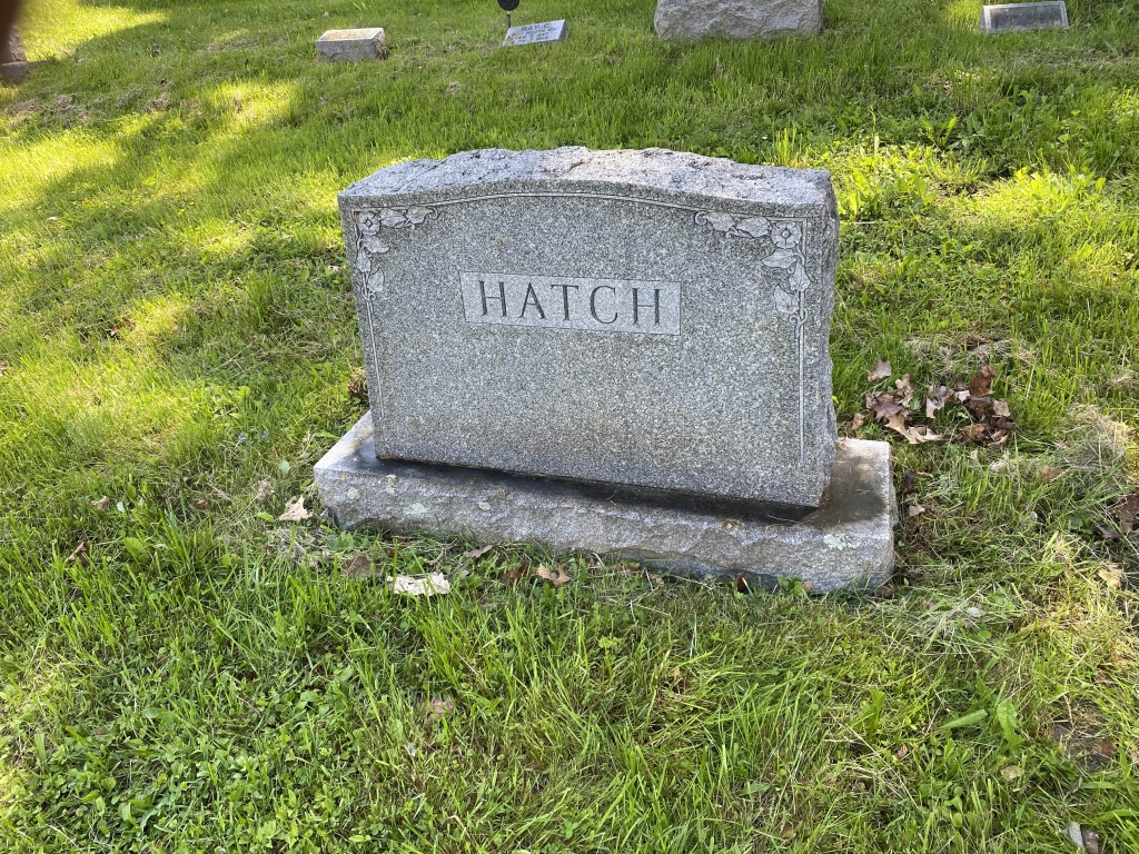 Hatch family gravestone, Seneca Union Cemetery, Valois, NY